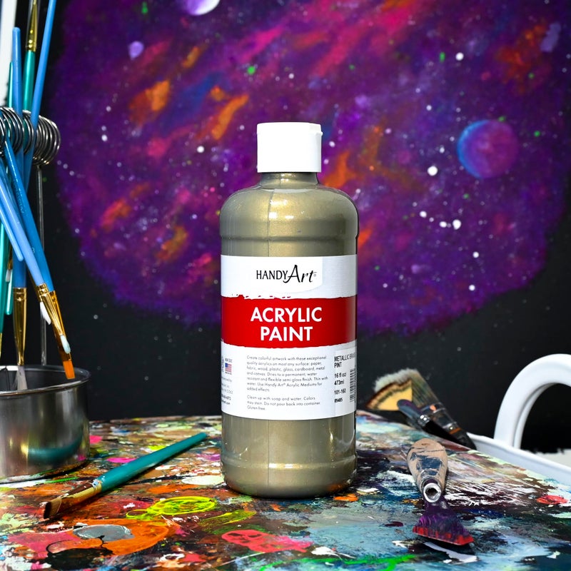 Handy Art Student Acrylic Paint 16 ounce, Metallic Brass - Image 2